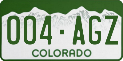CO license plate 004AGZ