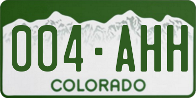 CO license plate 004AHH