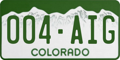 CO license plate 004AIG
