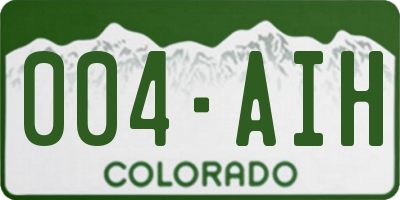 CO license plate 004AIH