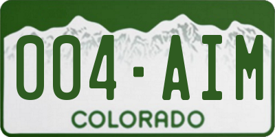 CO license plate 004AIM