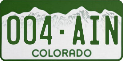CO license plate 004AIN