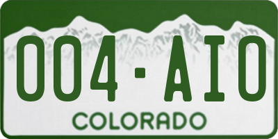 CO license plate 004AIO