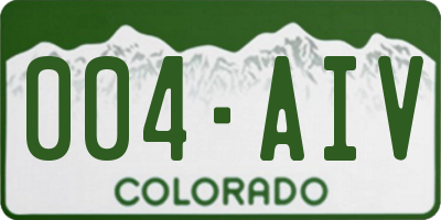 CO license plate 004AIV