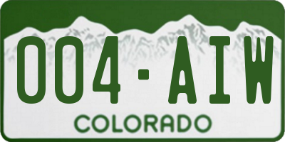 CO license plate 004AIW