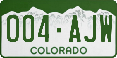CO license plate 004AJW