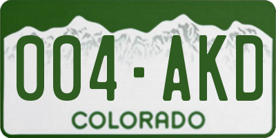 CO license plate 004AKD