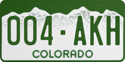 CO license plate 004AKH