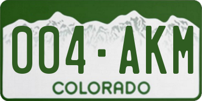 CO license plate 004AKM
