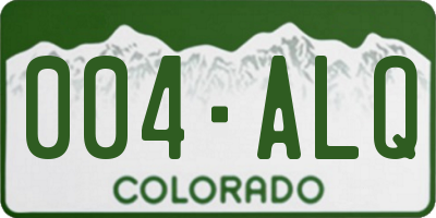 CO license plate 004ALQ