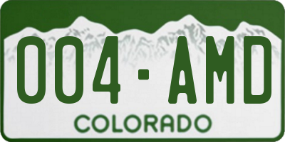 CO license plate 004AMD