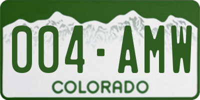 CO license plate 004AMW