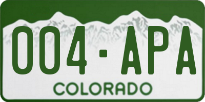 CO license plate 004APA