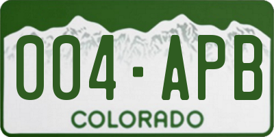 CO license plate 004APB