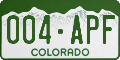 CO license plate 004APF