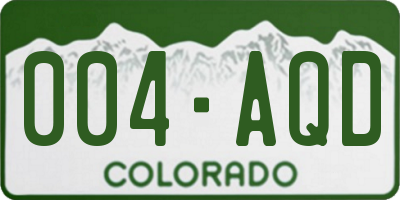 CO license plate 004AQD