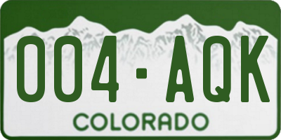 CO license plate 004AQK