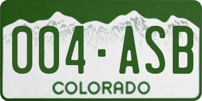 CO license plate 004ASB