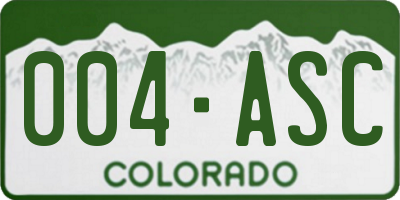 CO license plate 004ASC