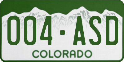 CO license plate 004ASD