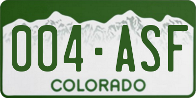 CO license plate 004ASF