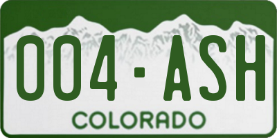 CO license plate 004ASH