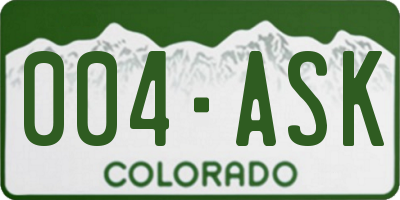 CO license plate 004ASK