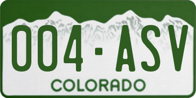 CO license plate 004ASV