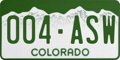CO license plate 004ASW