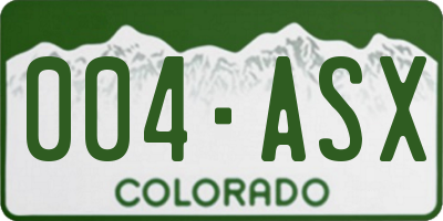CO license plate 004ASX