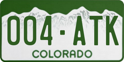 CO license plate 004ATK