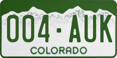CO license plate 004AUK