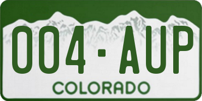 CO license plate 004AUP