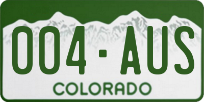 CO license plate 004AUS
