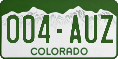 CO license plate 004AUZ