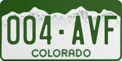 CO license plate 004AVF