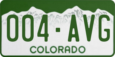 CO license plate 004AVG