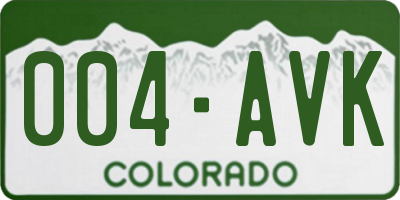 CO license plate 004AVK