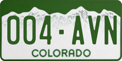 CO license plate 004AVN