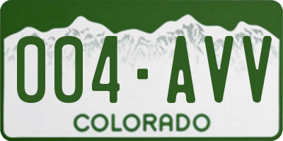 CO license plate 004AVV