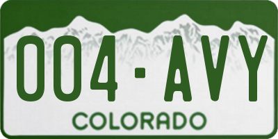 CO license plate 004AVY