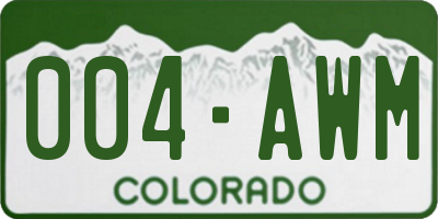 CO license plate 004AWM
