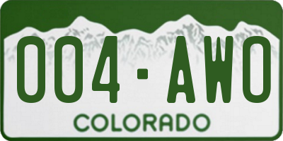 CO license plate 004AWO