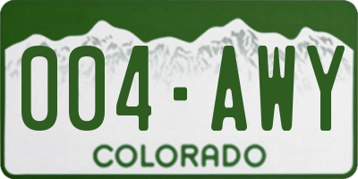 CO license plate 004AWY