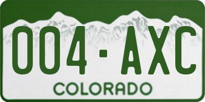 CO license plate 004AXC