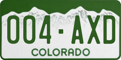 CO license plate 004AXD