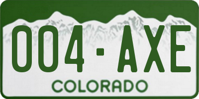 CO license plate 004AXE