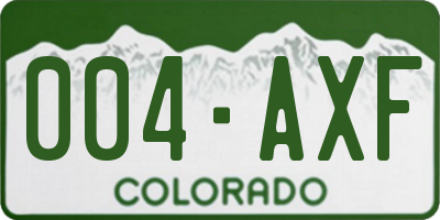 CO license plate 004AXF