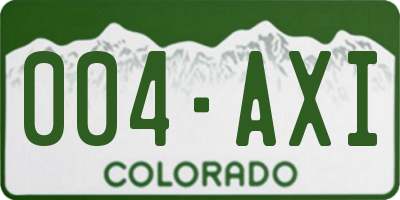 CO license plate 004AXI