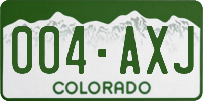 CO license plate 004AXJ